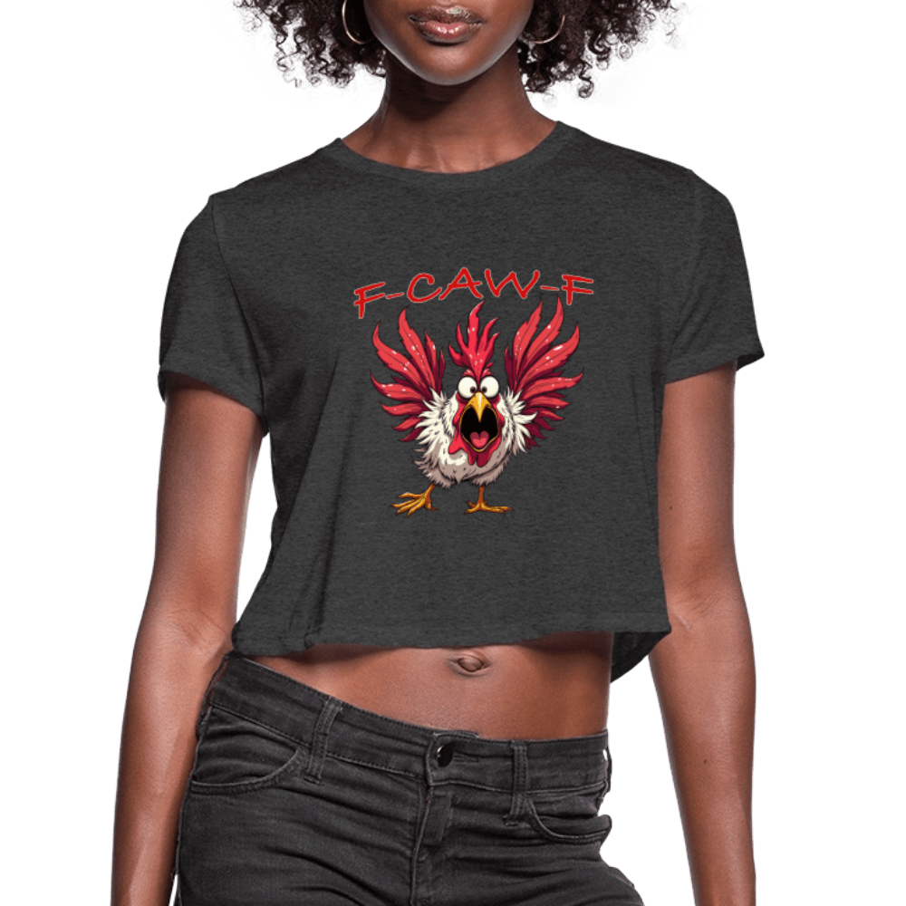 F-CAW-F Women’s Crop Tee – Funny Rooster Shirt Color: white