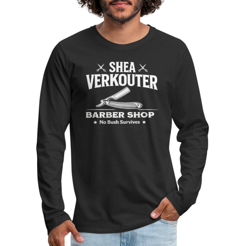 Shea Verkouter Barber Shop Funny Long Sleeve Tee Color: Black