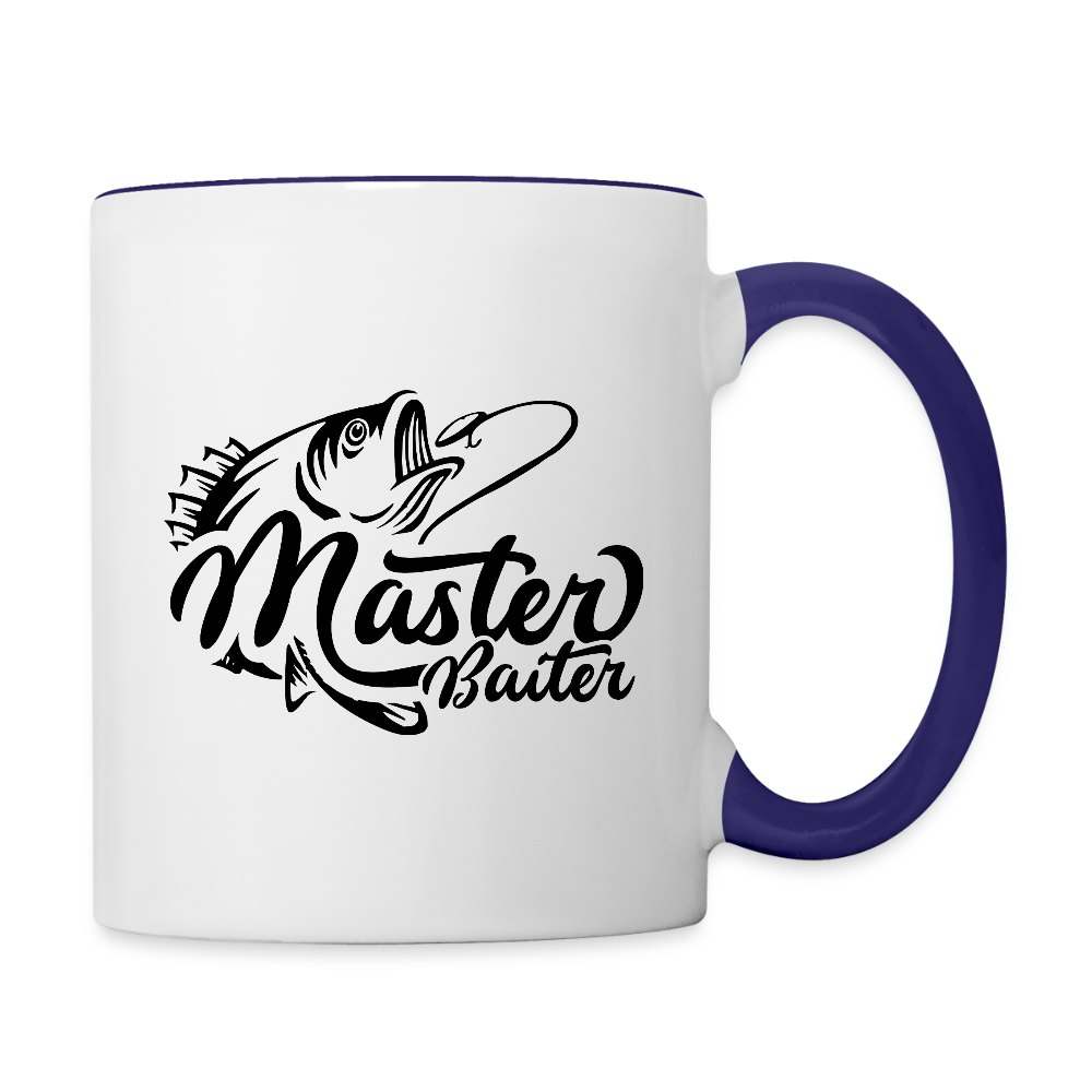 Master Baiter Funny Fishing Coffee Mug Color: white/cobalt blue