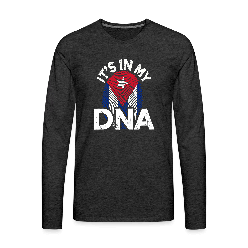 Cuba DNA Men’s Long Sleeve Shirt – Cuban Heritage Color: charcoal grey