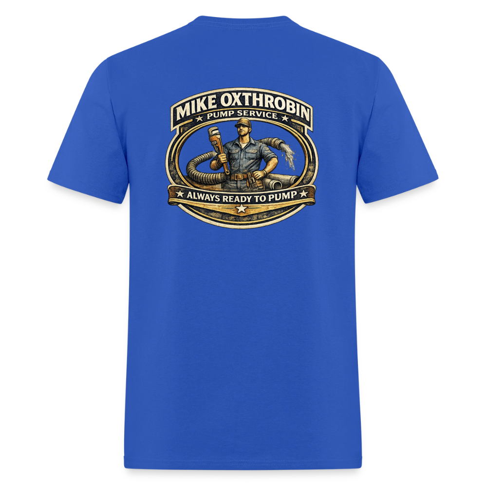 Mike Oxthrobin Pump Service Double-Sided Funny Humor Tee Color: dark red