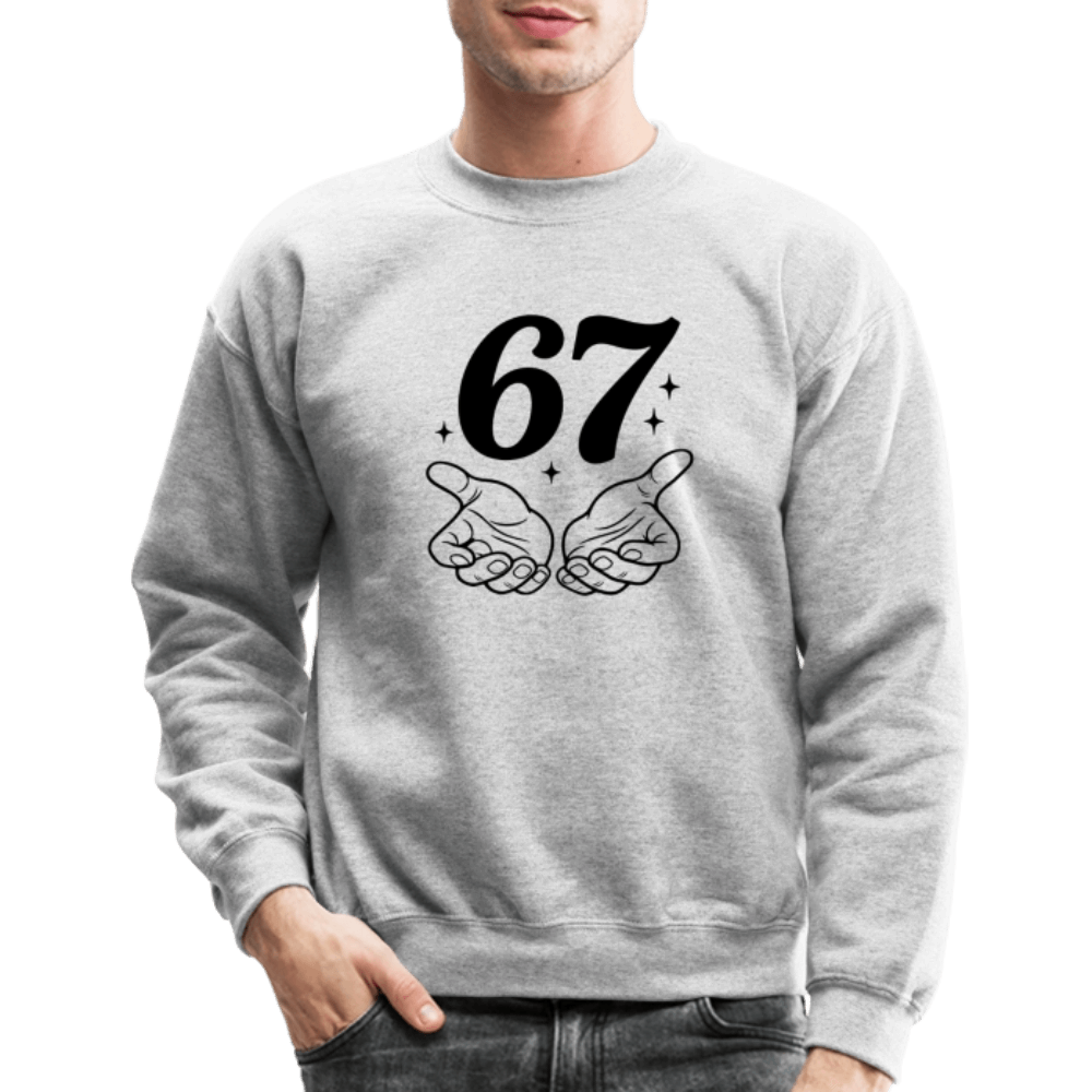 Six Seven 67 Hand Gesture Sweatshirt Color: heather gray