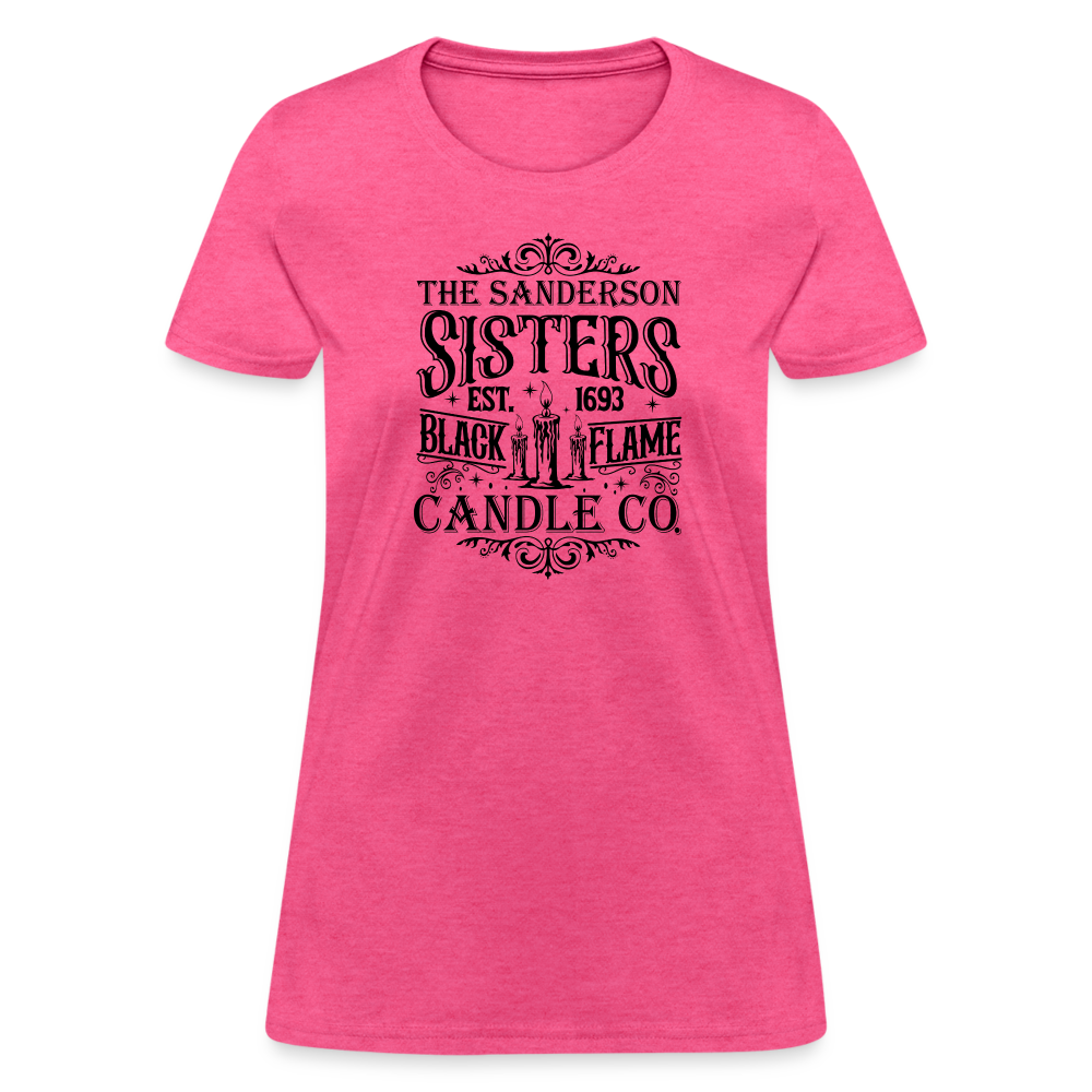 The Sanderson Sisters Black Flame Candle Co. Women's Contoured T-Shirt (Halloween) - heather pink
