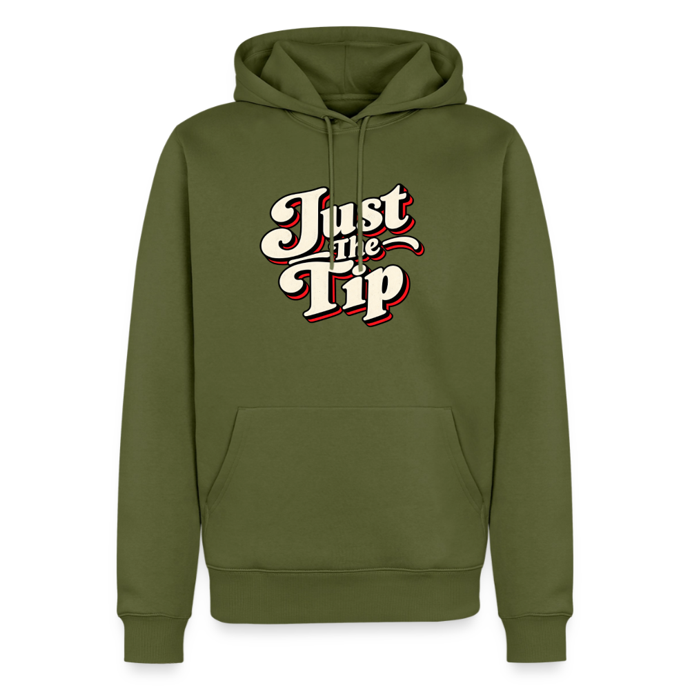Just the Tip Funny Adult Humor Hoodie Color: khaki green