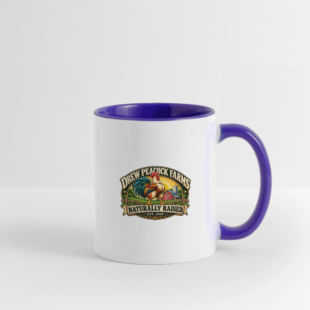 Drew Peacock Farms Mug - white/cobalt blue