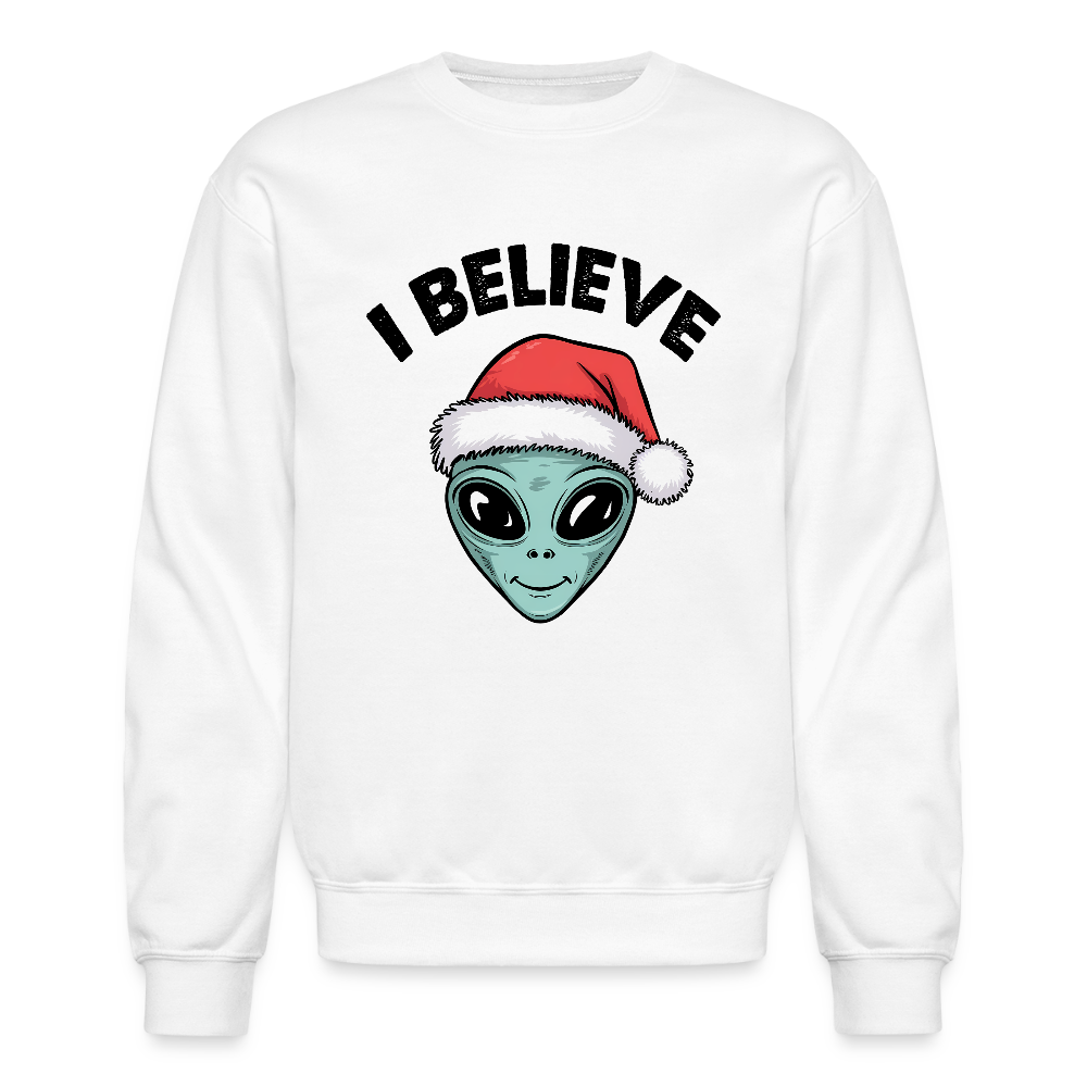 I Believe in Santa Sweatshirt – Funny Alien Christmas Style - white