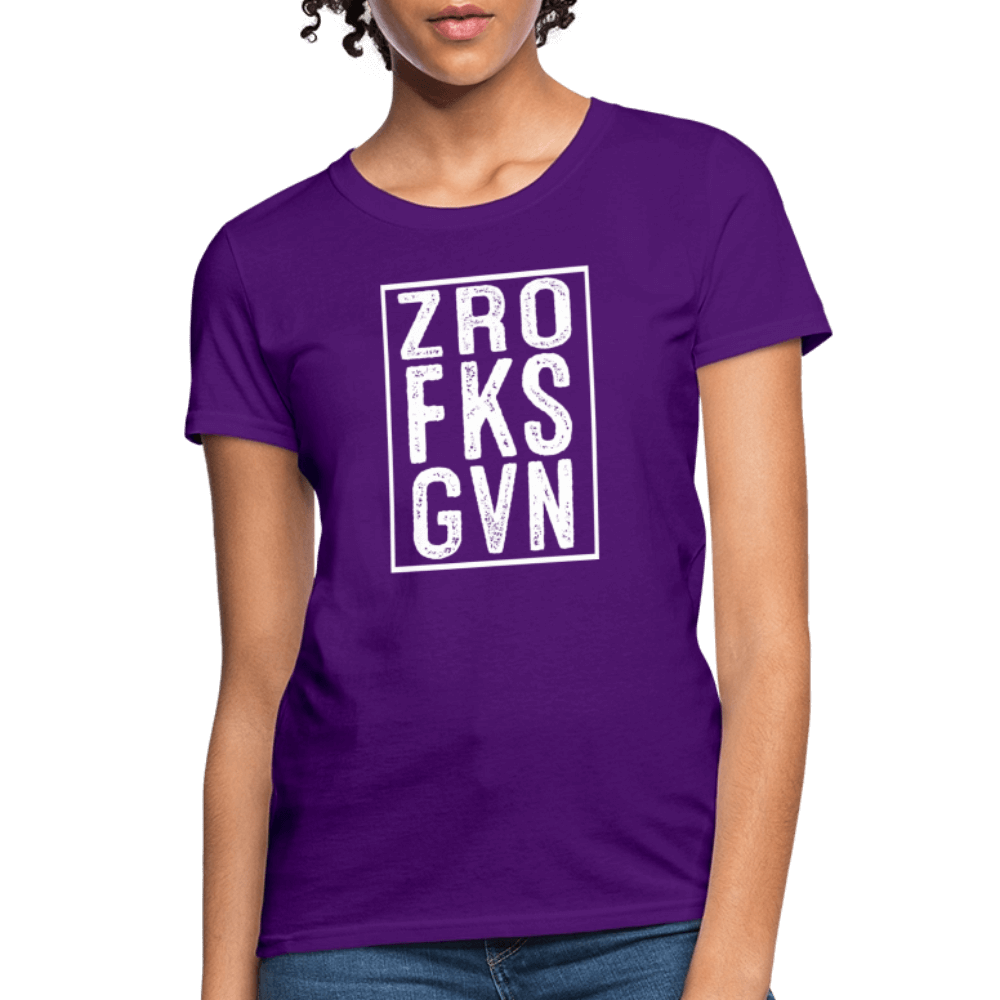 ZRO FKS GVN (Zero Fucks Given) Women's Contoured T-Shirt - purple