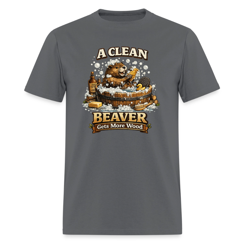 A Clean Beaver Gets More Wood Funny Adult Tee Color: charcoal