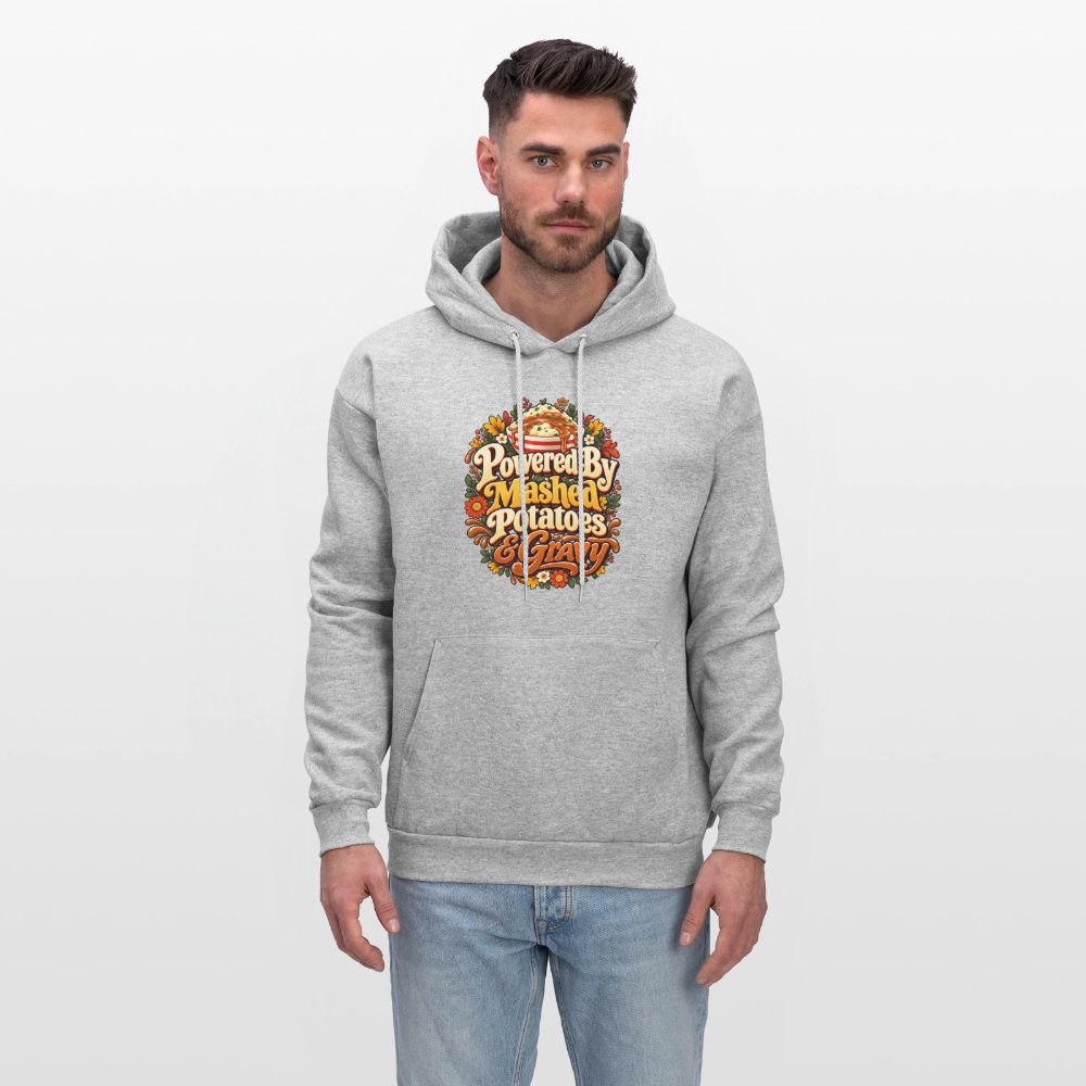 Powered by Mashed Potatoes & Gravy – Fall Floral Hoodie - heather gray