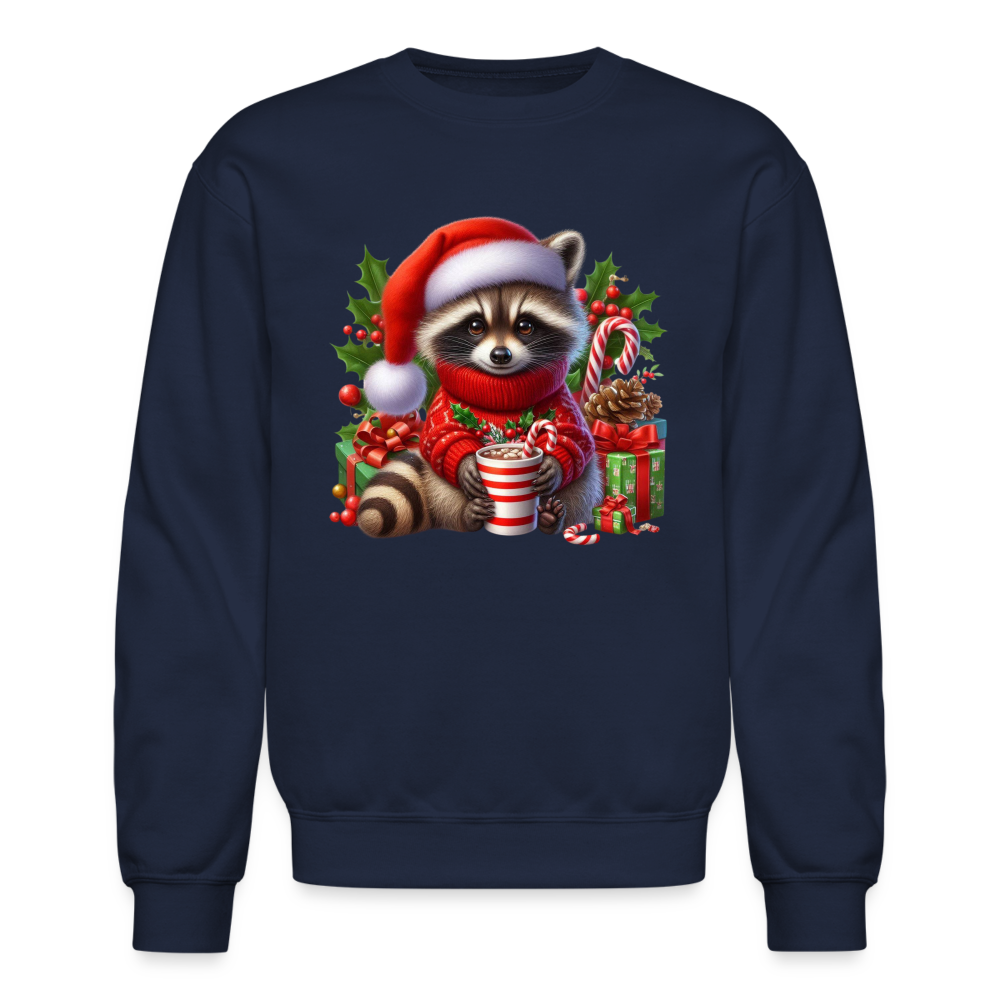 Christmas Cute Feral Raccoon Sweatshirt - navy