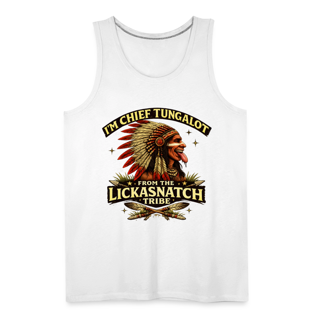 Chief Tungalot Lickasnatch Tribe Funny Tank Top Color: Royal Blue