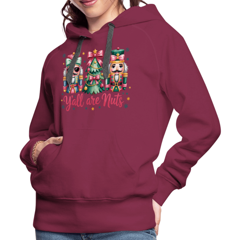 Y'all Are Nuts Women's Premium Hoodie (Nutcracker Christmas) Color: navy