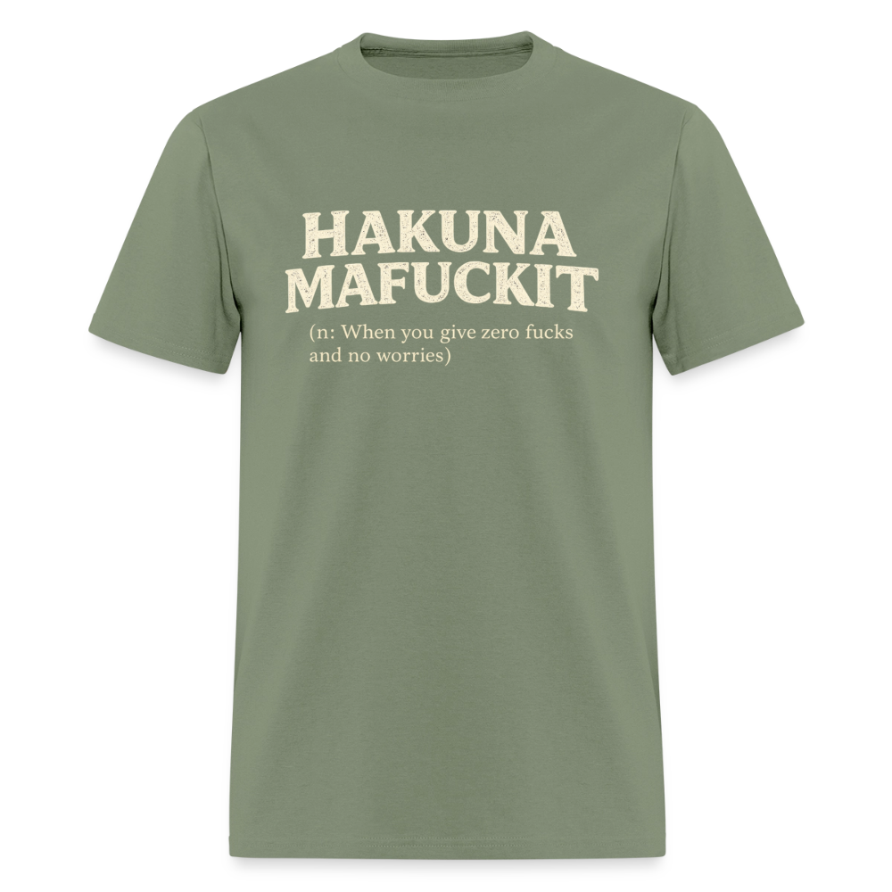 Hakuna Mafuckit Funny Graphic T-Shirt Color: Military Green