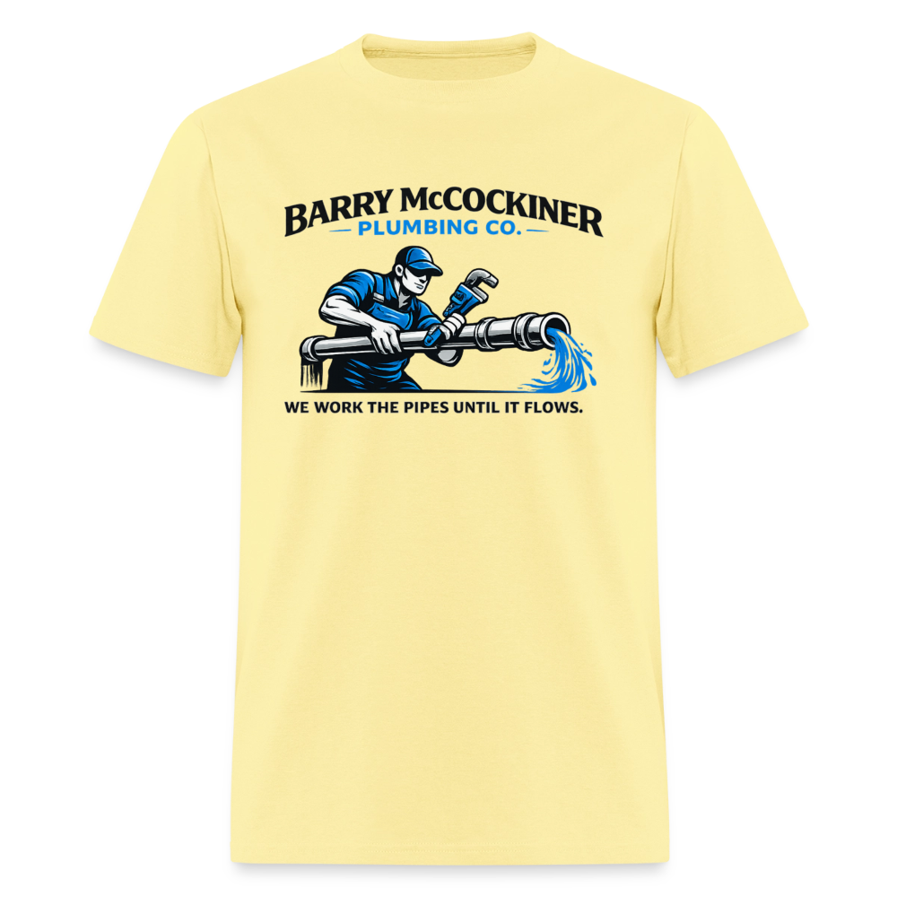 Barry McCockiner Plumbing Funny T-Shirt - cornsilk