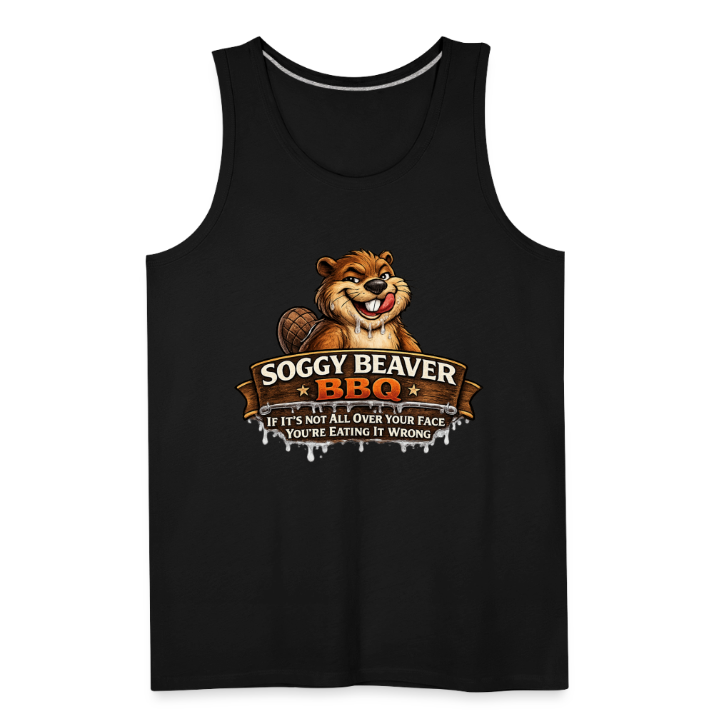 Soggy Beaver BBQ Funny Tank Top Color: Charcoal Grey