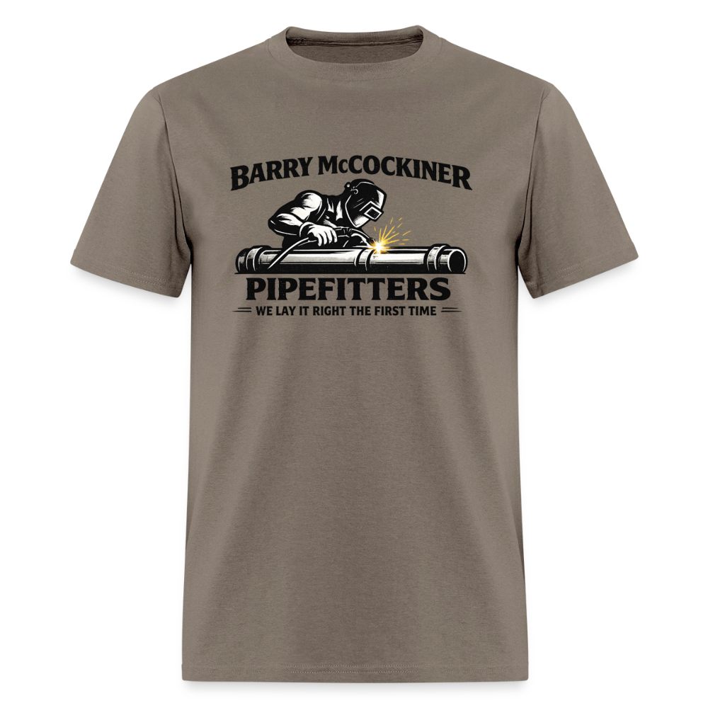 Barry McCockiner Pipefitters Funny Adult T-Shirt Color: Safari