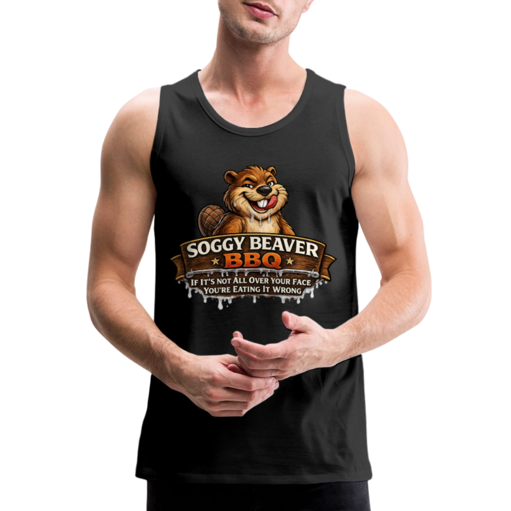 Soggy Beaver BBQ Funny Tank Top Color: Black