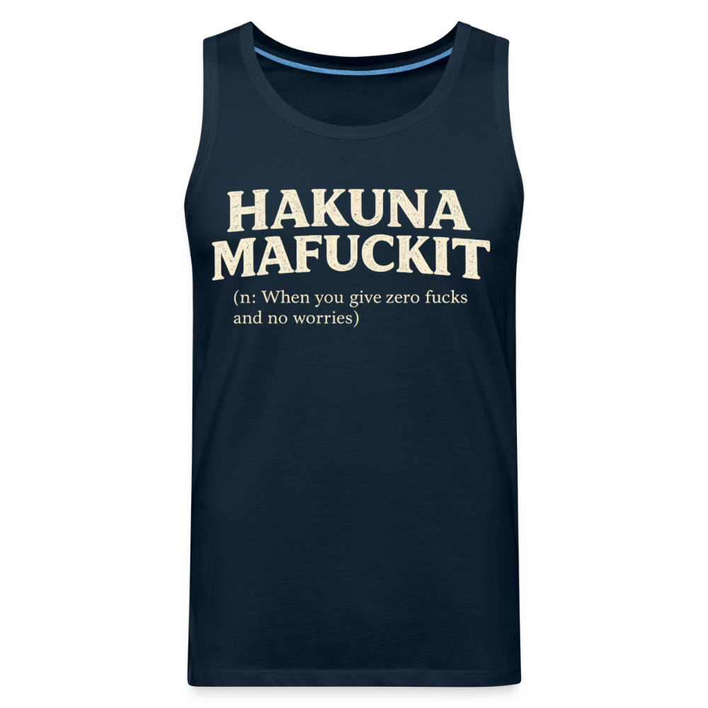 Hakuna Mafuckit Men’s Funny Graphic Tank Color: Deep Navy