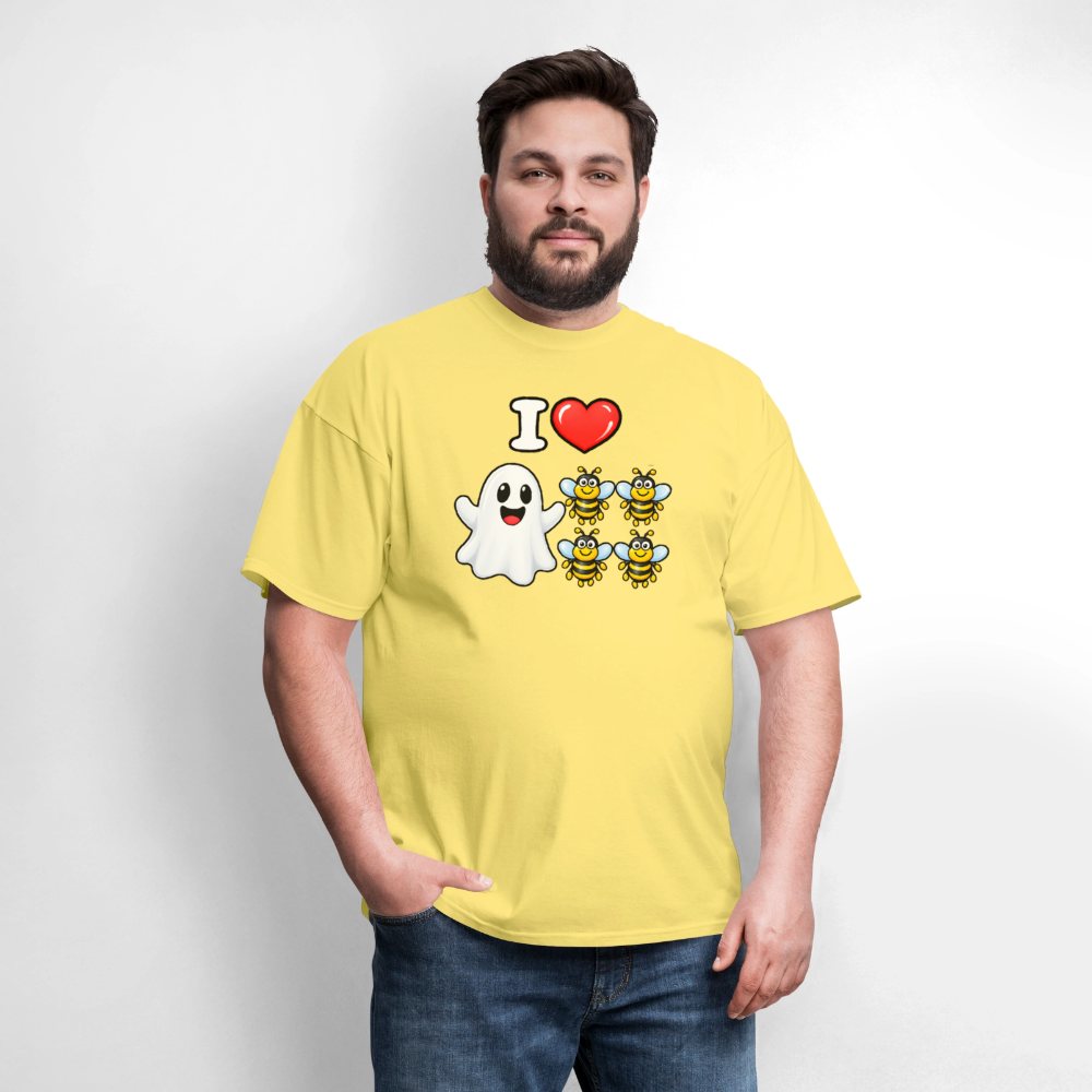 I Heart Boo Bees T-Shirt – Funny Halloween Adult Humor - cornsilk