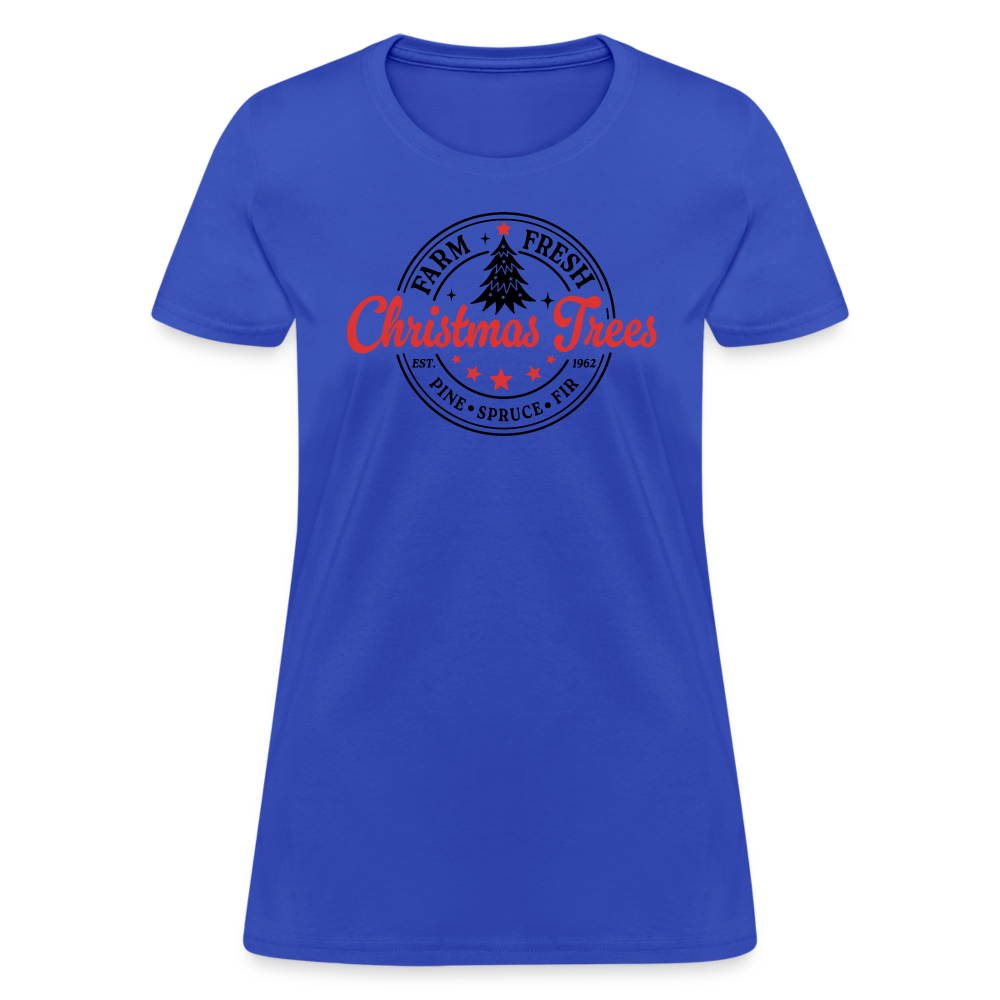 Farm Fresh Christmas Trees Women's Contoured T-Shirt - royal blue