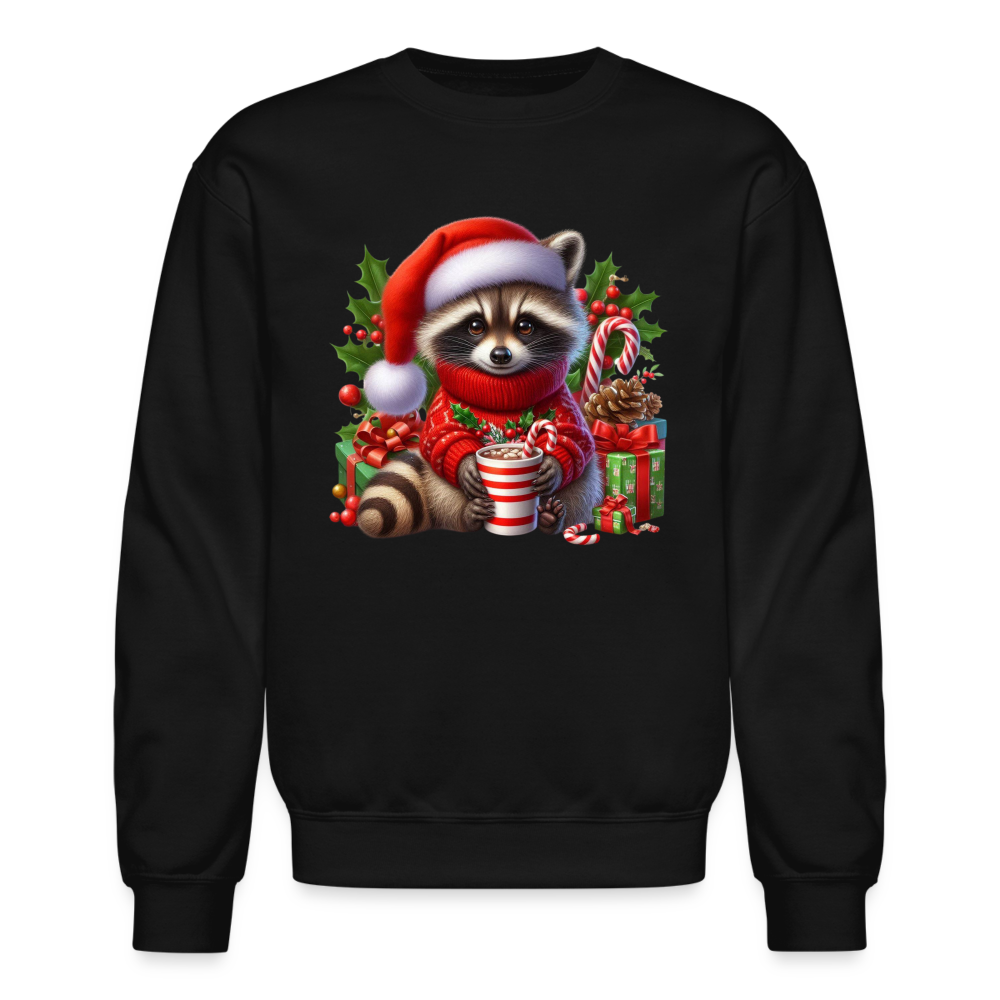 Christmas Cute Feral Raccoon Sweatshirt - black