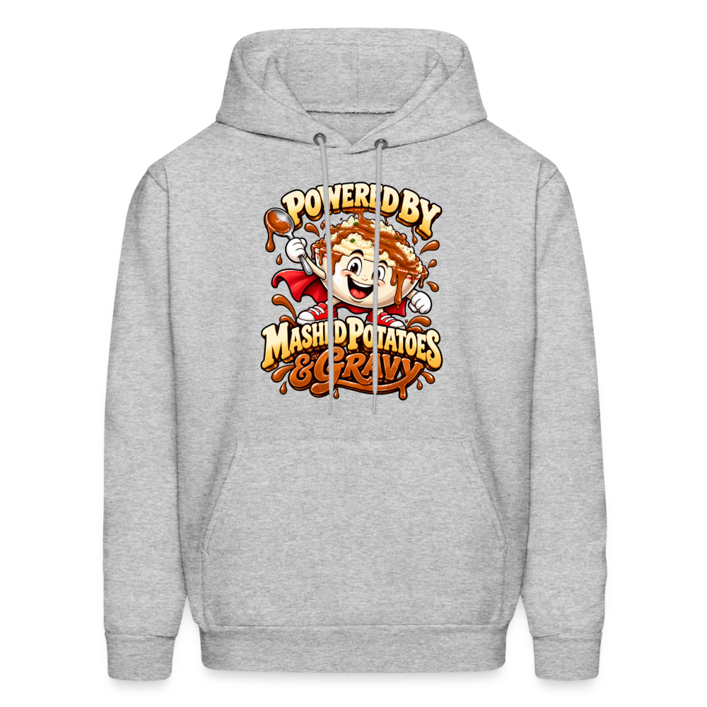 Powered by Mashed Potatoes & Gravy – Superhero Hoodie - heather gray