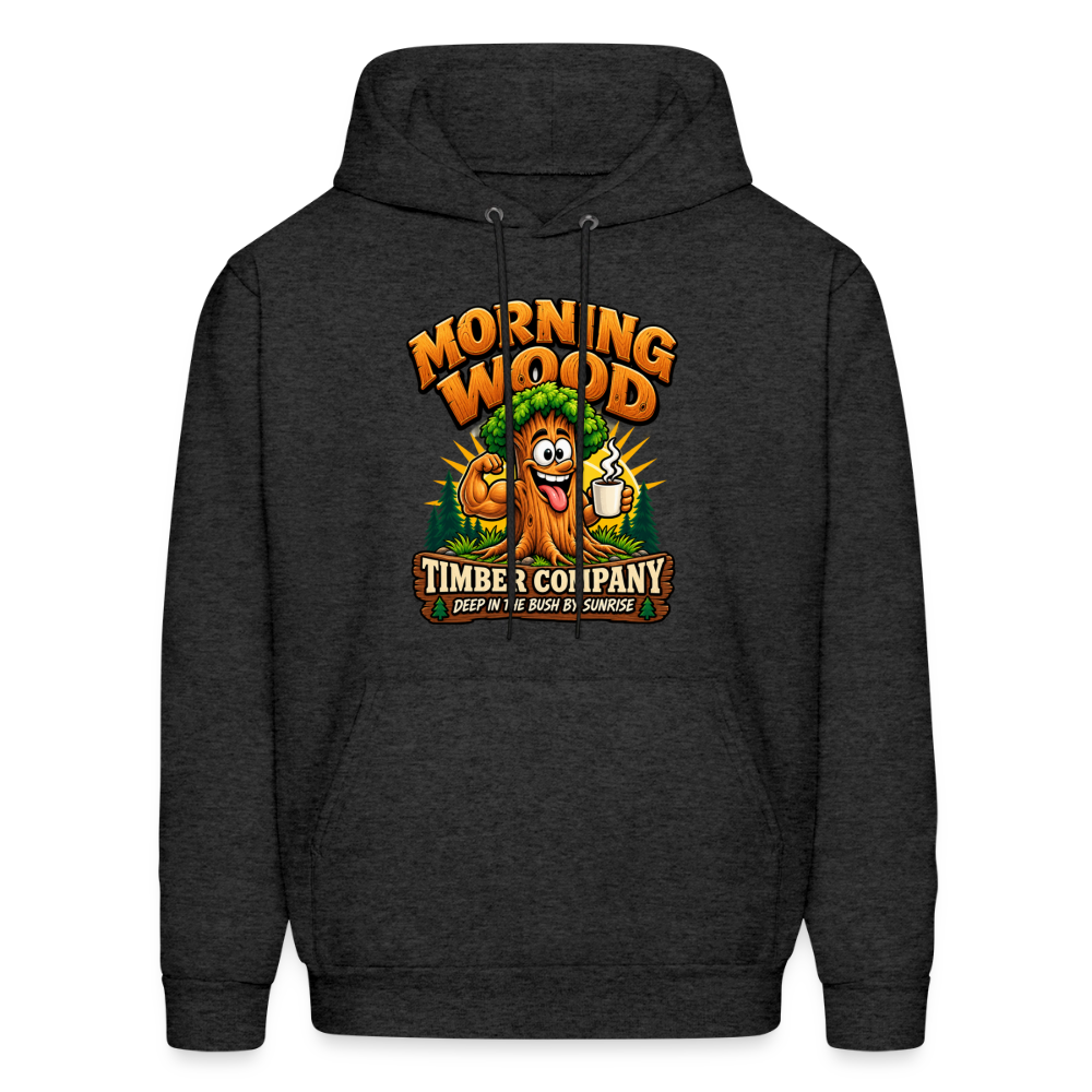 Morning Wood Timber Company Funny Adult Humor Hoodie Color: Charcoal Grey