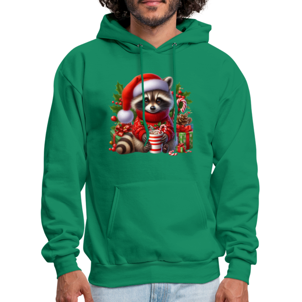 Christmas Cute Feral Raccoon Hoodie - kelly green