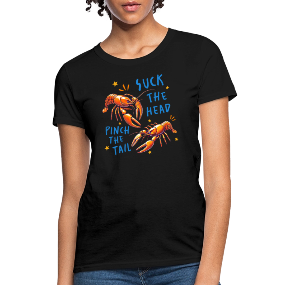 Suck the Head, Pinch the Tail Women’s Crawfish Boil T-Shirt - black