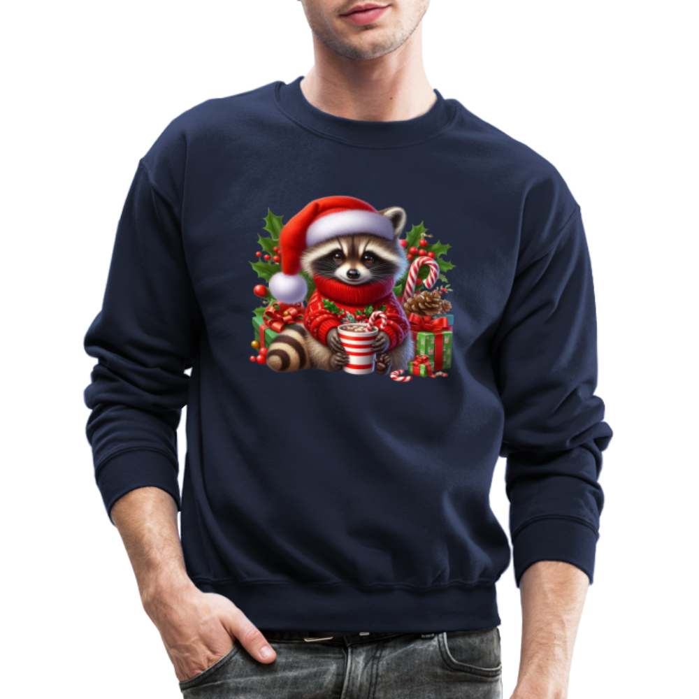 Christmas Cute Feral Raccoon Sweatshirt - navy
