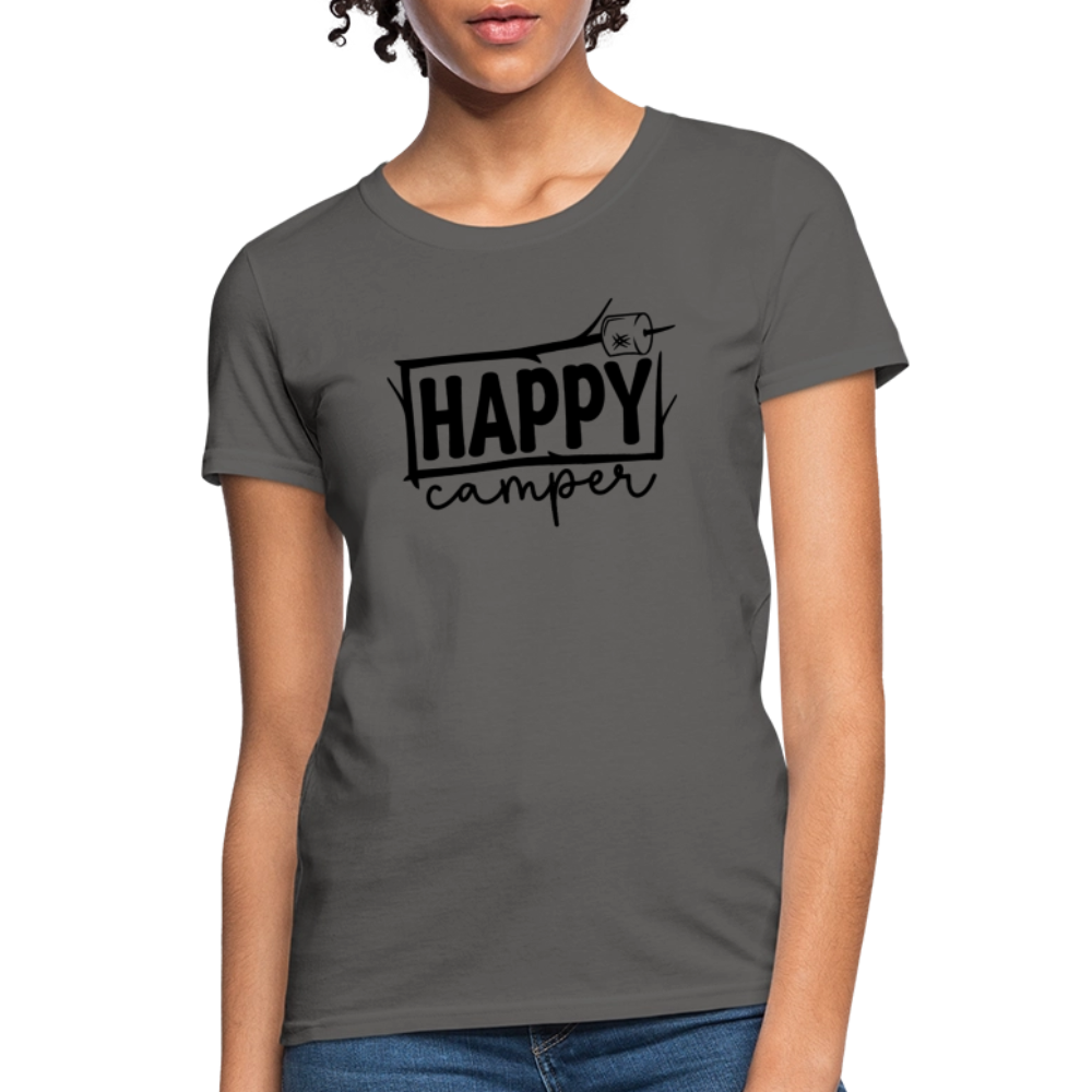 Happy Campers (Outdoors) Women's Contoured T-Shirt - charcoal