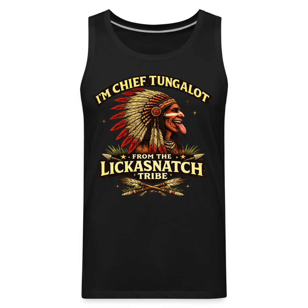 Chief Tungalot Lickasnatch Tribe Funny Tank Top Color: Royal Blue