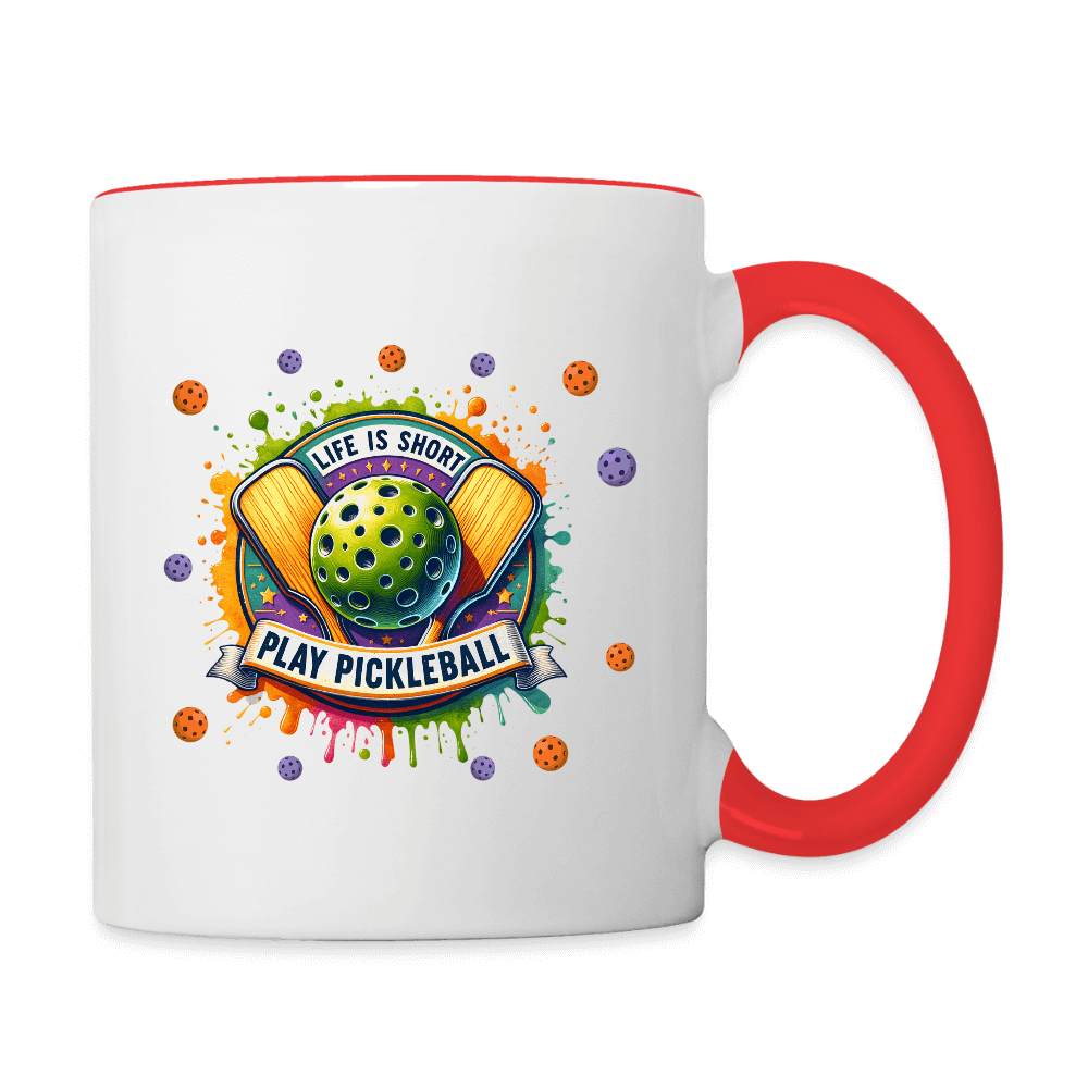 Life Is Short Play Pickleball Coffee Mug Color: white/red
