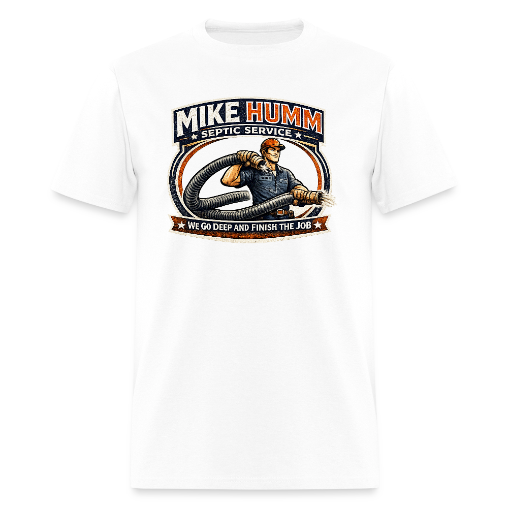 Mike Humm Septic Service T-Shirt Funny Adult Humor Tee Color: white