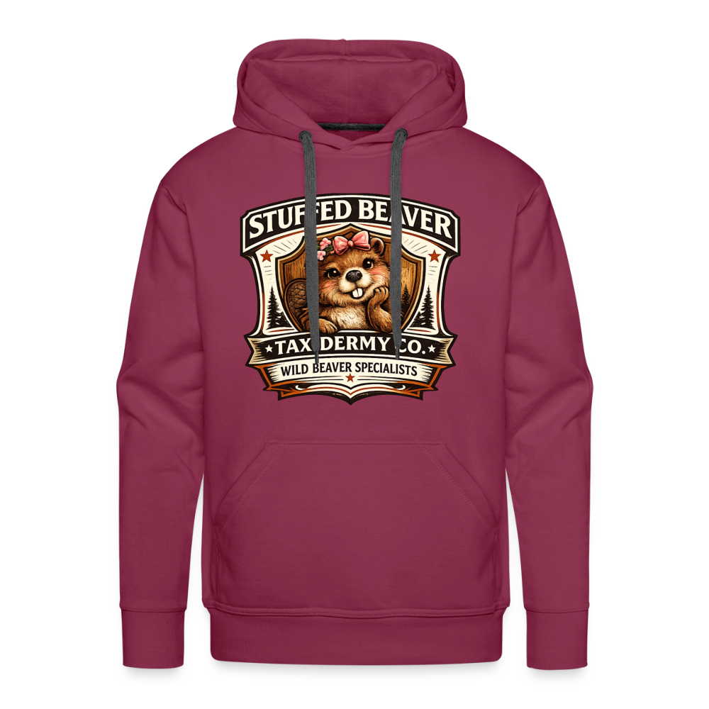 Stuffed Beaver Taxidermy Funny Adult Hoodie Color: Burgundy