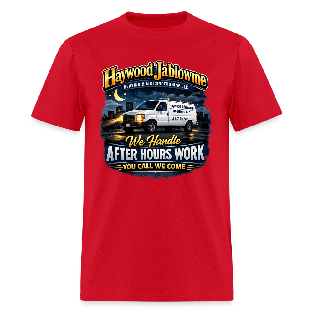 Haywood Jablowme Funny HVAC T-Shirt Color: Red