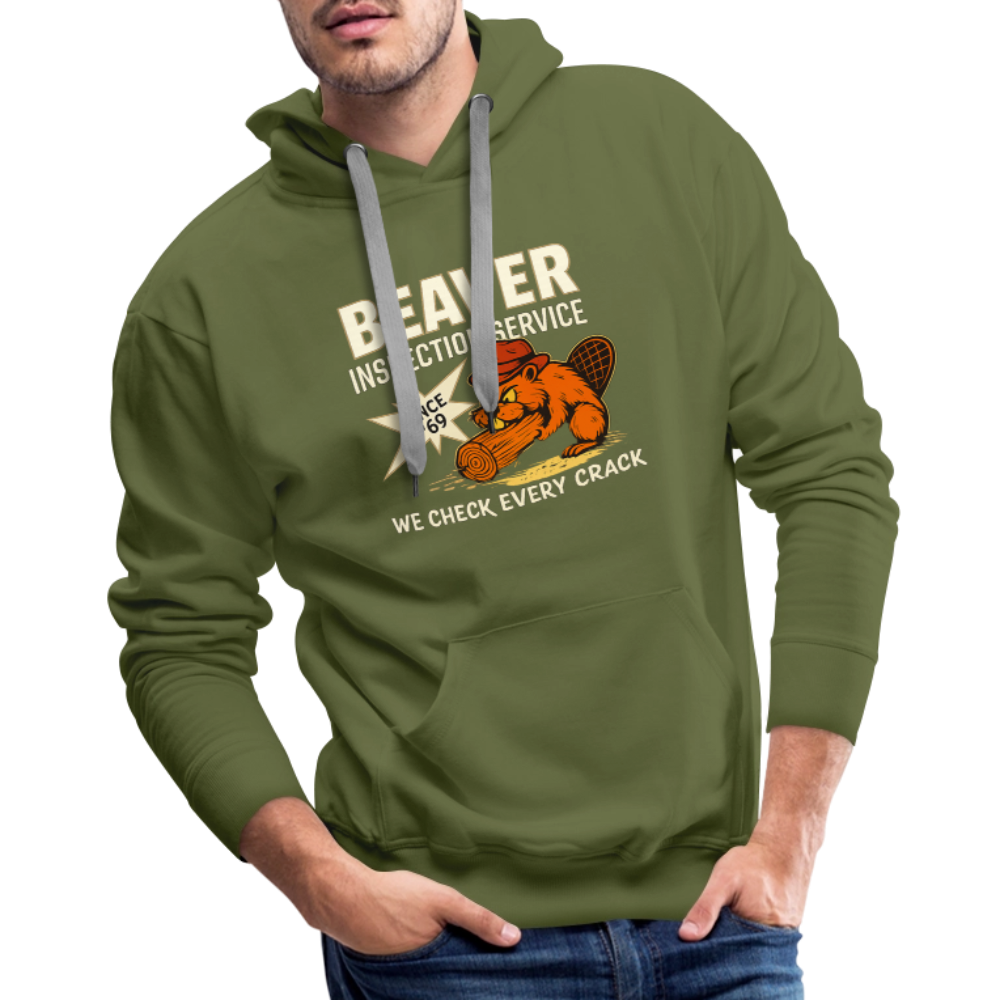 Beaver Inspection Service Men’s Premium Hoodie – Adult Humor Color: charcoal grey