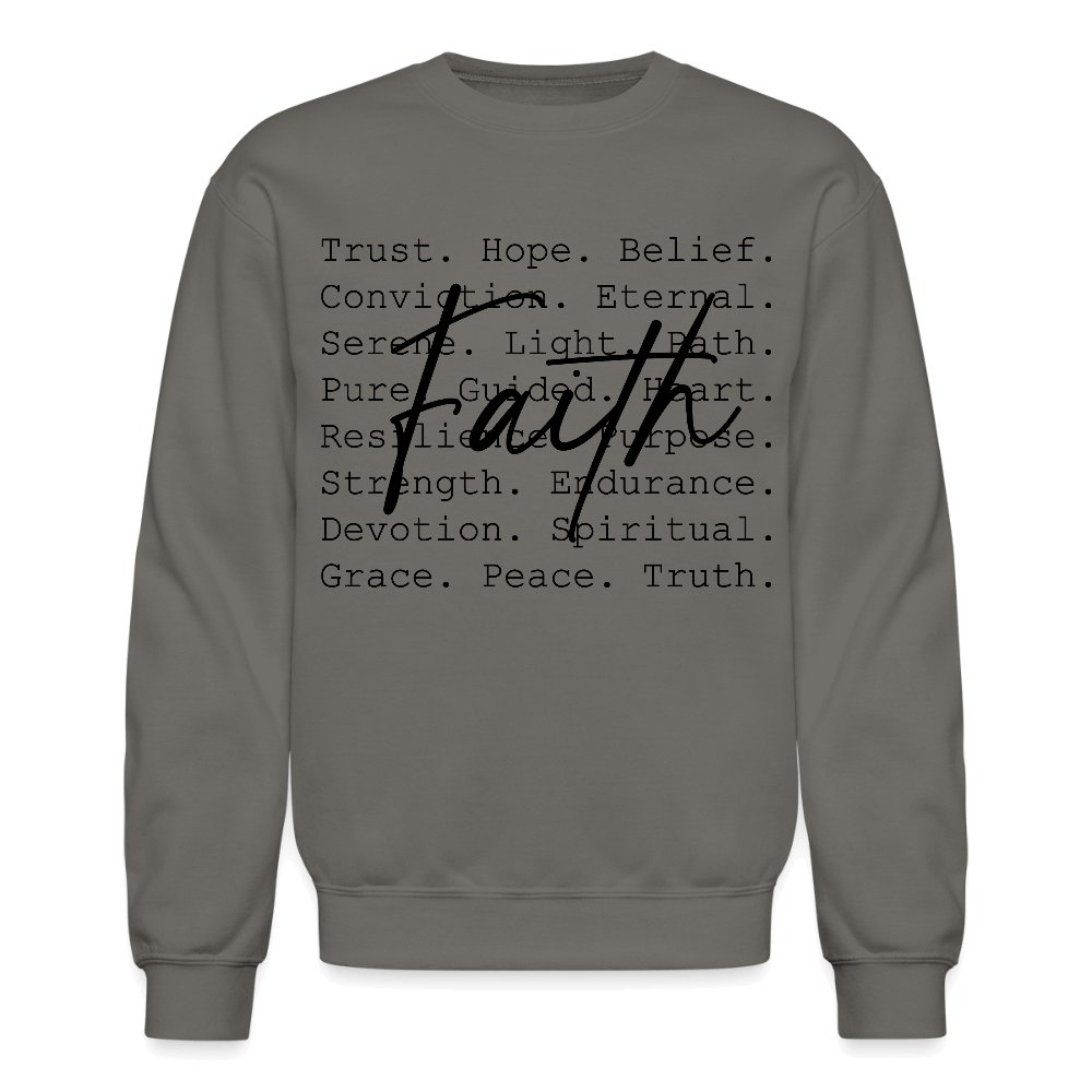 Faith Word Art Inspirational Sweatshirt - asphalt gray