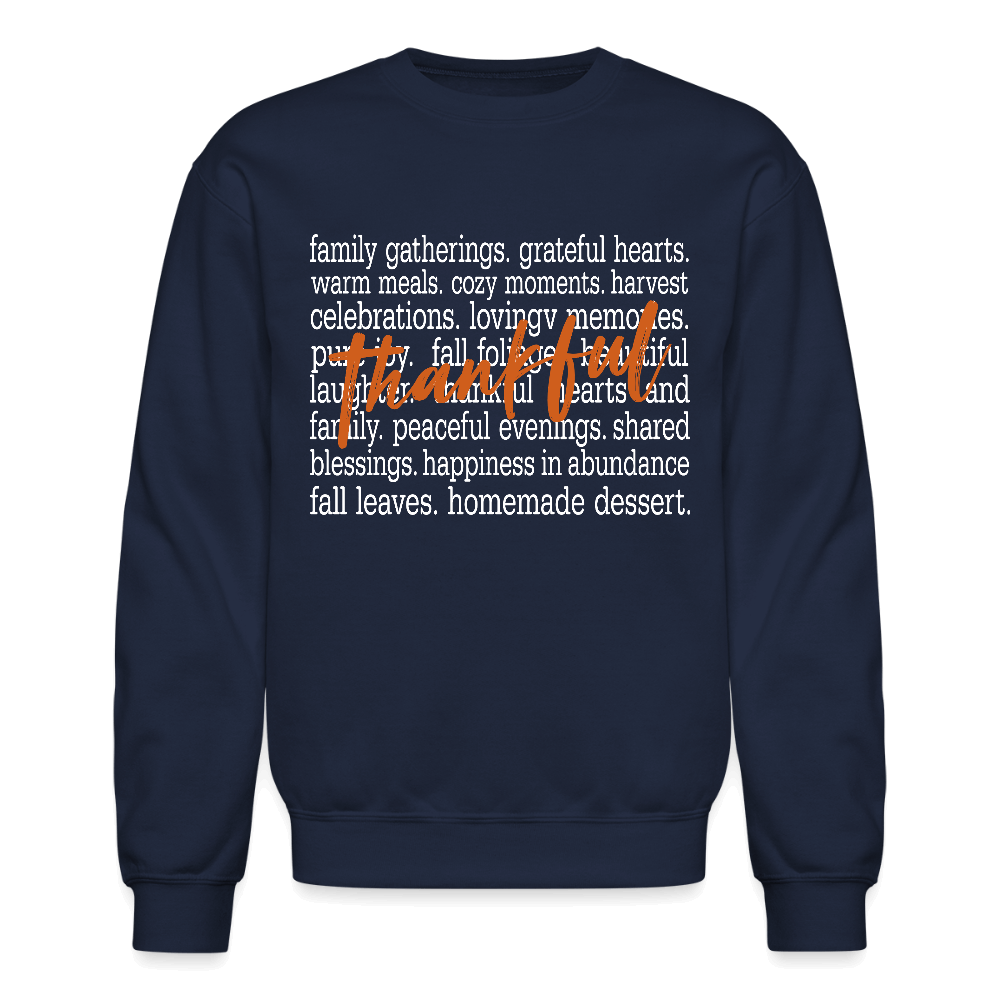Thankful Word Art (Thanksgiving) Sweatshirt Color: navy