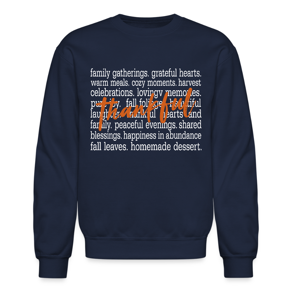 Thankful Word Art (Thanksgiving) Sweatshirt - navy