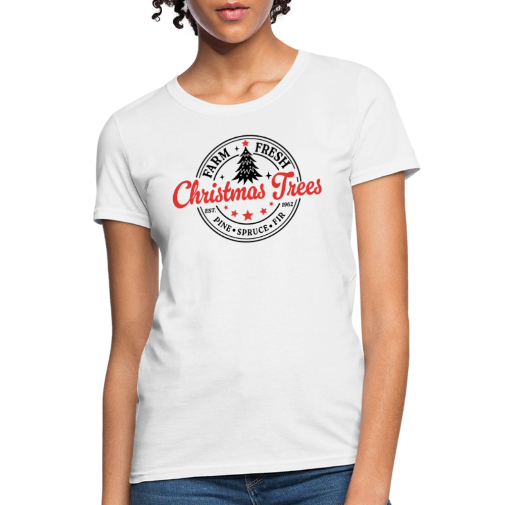 Farm Fresh Christmas Trees Women's Contoured T-Shirt - white
