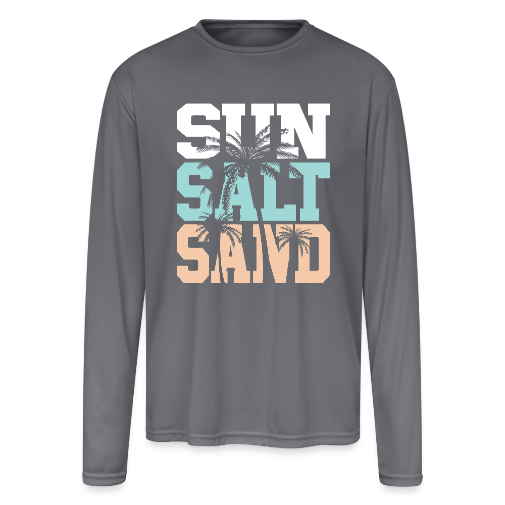 Sun Salt Sand Long Sleeve Beach Shirt with Palm Trees - gray