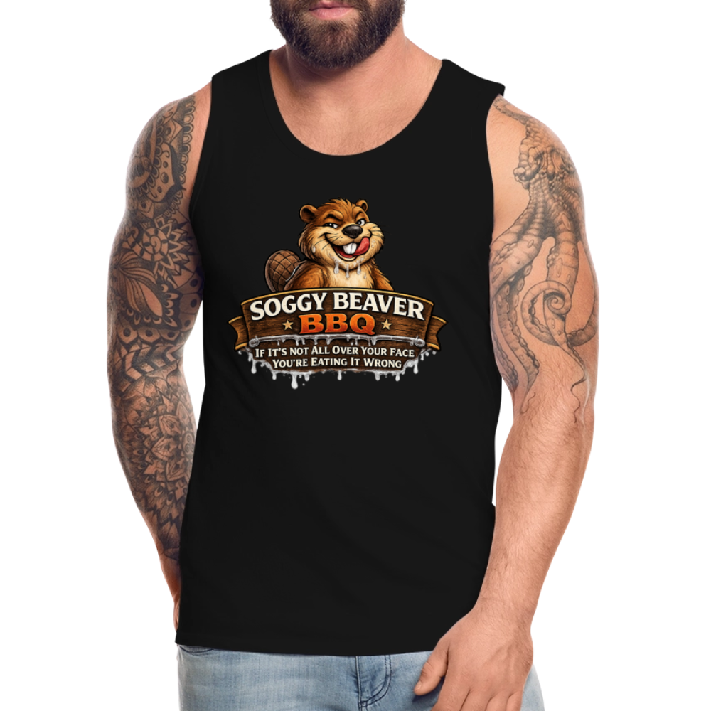 Soggy Beaver BBQ Funny Tank Top Color: Charcoal Grey