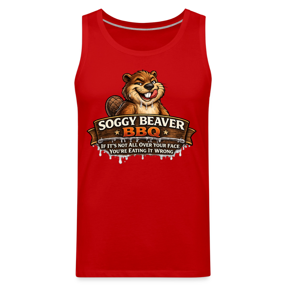 Soggy Beaver BBQ Funny Tank Top Color: Charcoal Grey