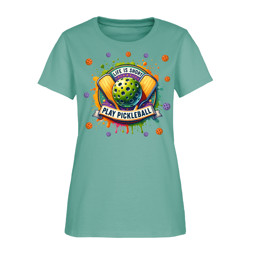Life Is Short Play Pickleball Women's T-Shirt Color: aquatic