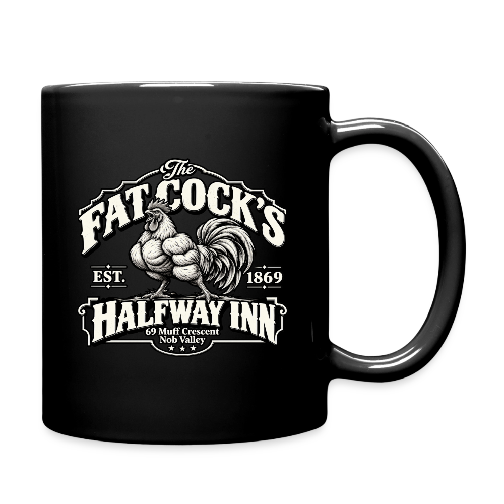 Fat Cock’s Halfway Inn Black Coffee Mug - black