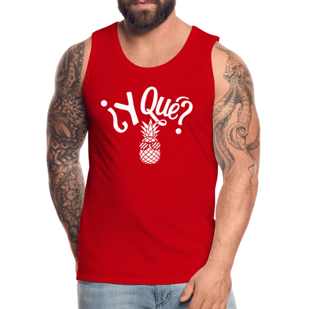 Y Que Piña (Latin Attitude) Men’s Premium Tank Top Color: royal blue