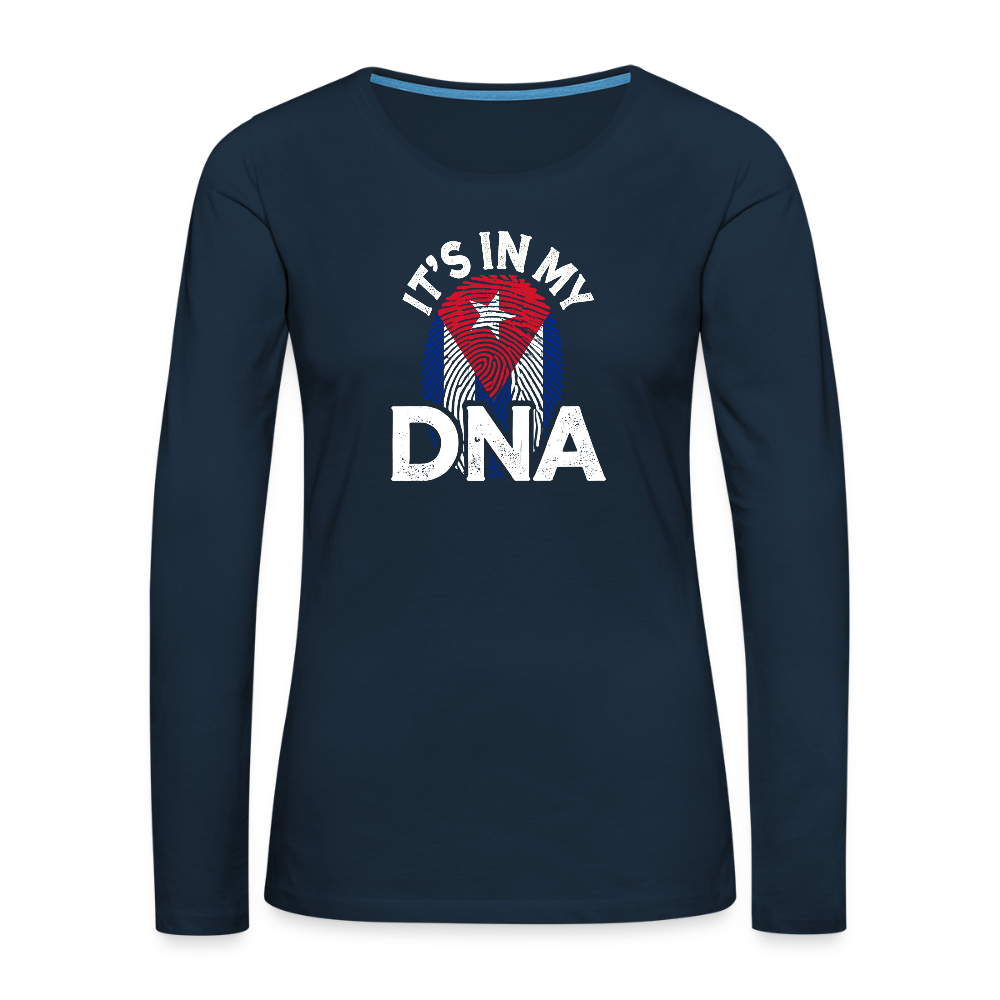 Cuba DNA Women’s Long Sleeve Shirt – Cuban Pride - deep navy