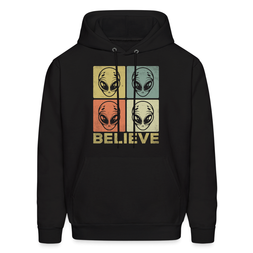 Believe Alien Hoodie – Alien Faces UFO Design Color: black