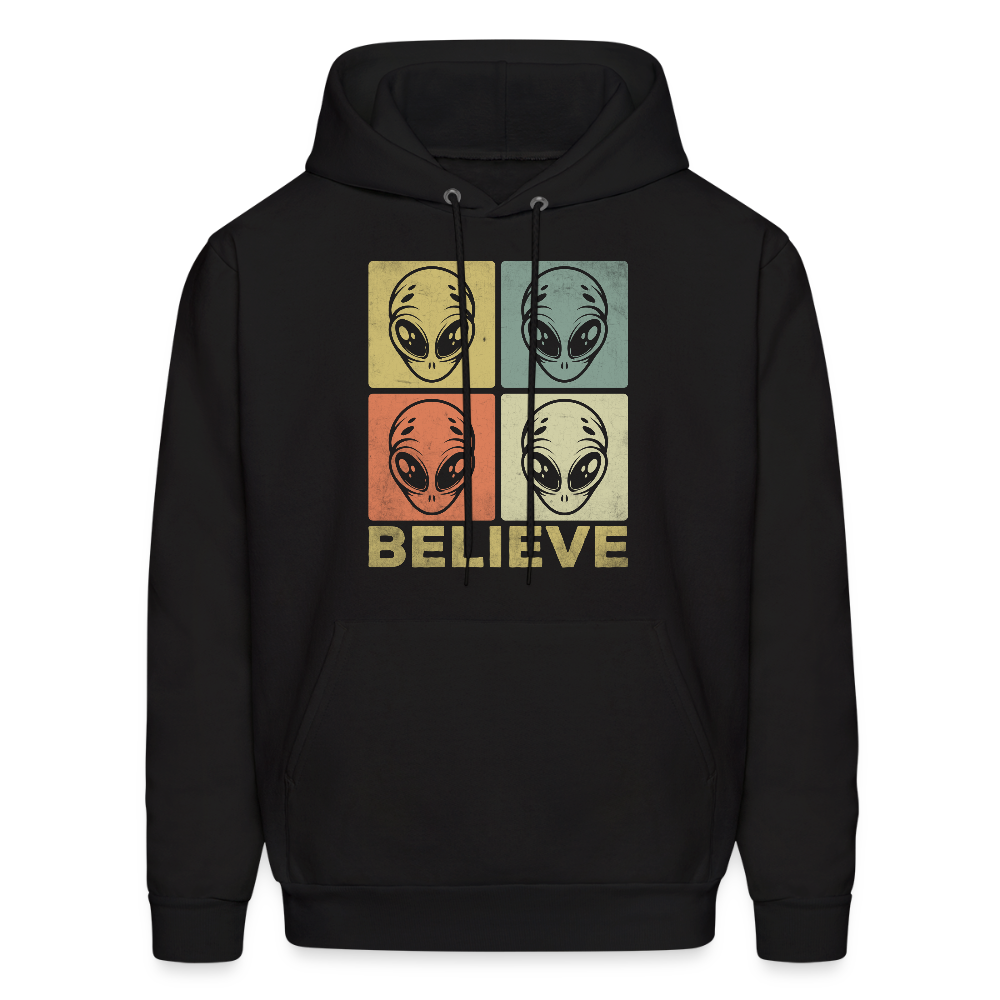 Believe Alien Hoodie – Alien Faces UFO Design - black